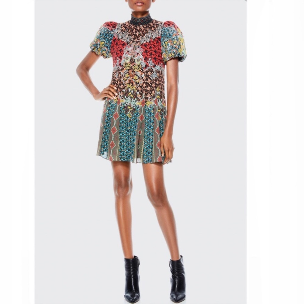 NWT Alice + Olivia Janis Godet Mini Dress Sz 10 - Picture 3 of 8